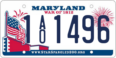 MD license plate 1AO1496