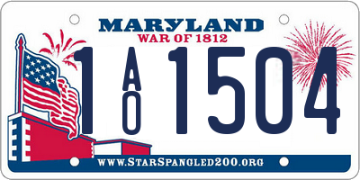 MD license plate 1AO1504