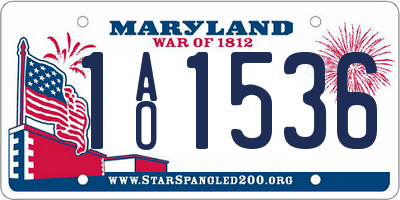 MD license plate 1AO1536