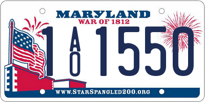 MD license plate 1AO1550