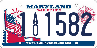 MD license plate 1AO1582