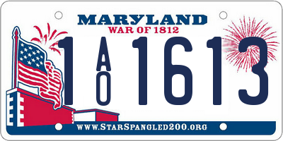 MD license plate 1AO1613