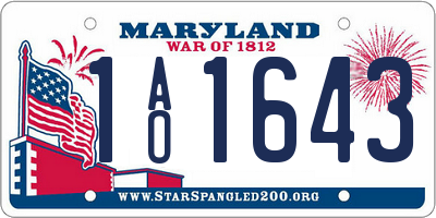 MD license plate 1AO1643