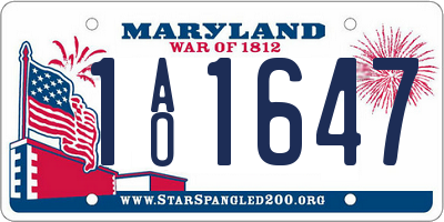 MD license plate 1AO1647