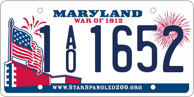 MD license plate 1AO1652