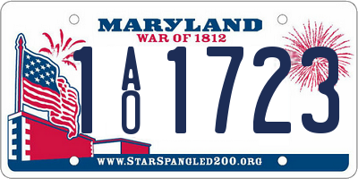 MD license plate 1AO1723