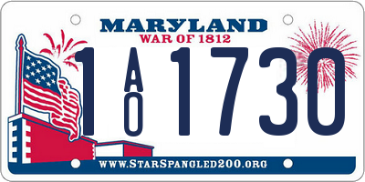 MD license plate 1AO1730