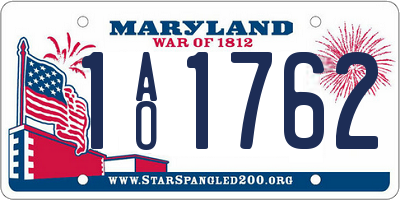 MD license plate 1AO1762