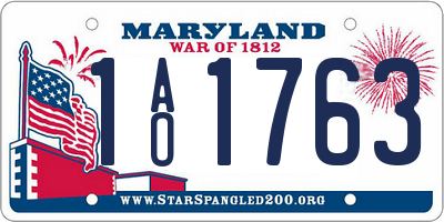 MD license plate 1AO1763
