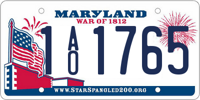 MD license plate 1AO1765