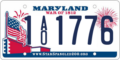 MD license plate 1AO1776