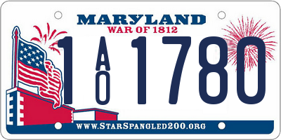 MD license plate 1AO1780