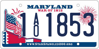 MD license plate 1AO1853