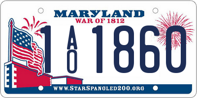 MD license plate 1AO1860