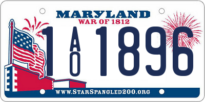 MD license plate 1AO1896