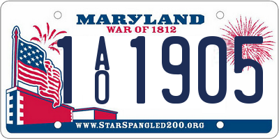 MD license plate 1AO1905