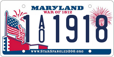 MD license plate 1AO1918