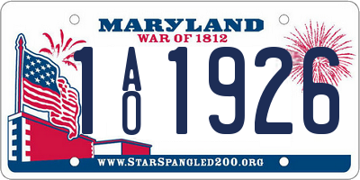 MD license plate 1AO1926