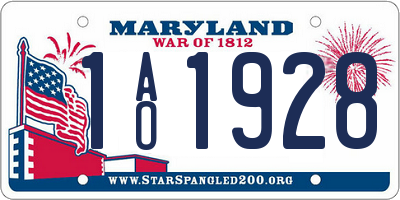MD license plate 1AO1928