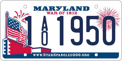 MD license plate 1AO1950