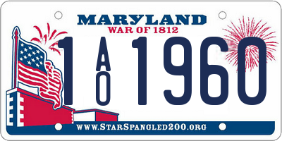 MD license plate 1AO1960