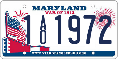 MD license plate 1AO1972