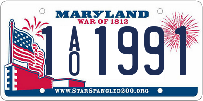 MD license plate 1AO1991