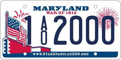 MD license plate 1AO2000
