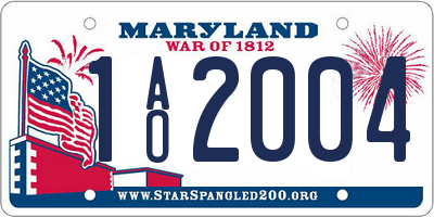 MD license plate 1AO2004
