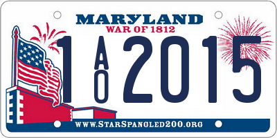 MD license plate 1AO2015