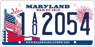 MD license plate 1AO2054