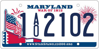 MD license plate 1AO2102