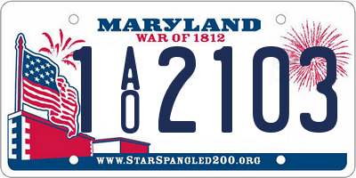MD license plate 1AO2103