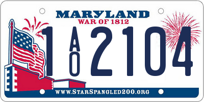 MD license plate 1AO2104