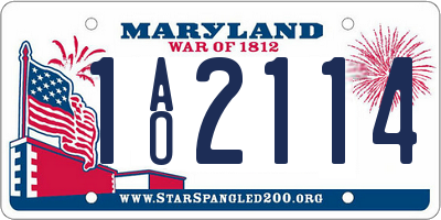 MD license plate 1AO2114