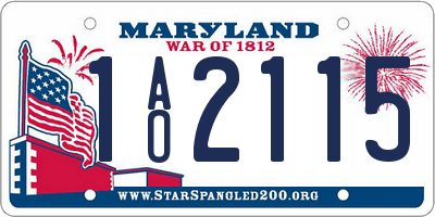 MD license plate 1AO2115