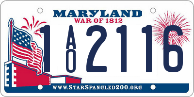MD license plate 1AO2116