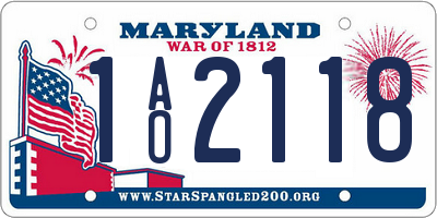 MD license plate 1AO2118
