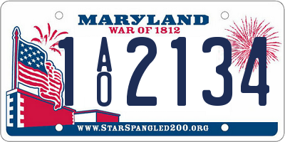 MD license plate 1AO2134