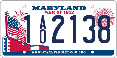 MD license plate 1AO2138