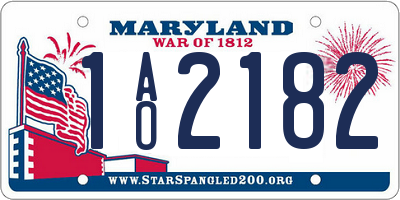 MD license plate 1AO2182