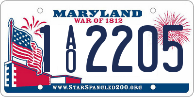 MD license plate 1AO2205