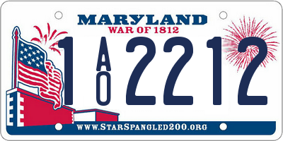 MD license plate 1AO2212