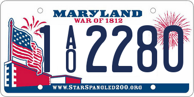 MD license plate 1AO2280