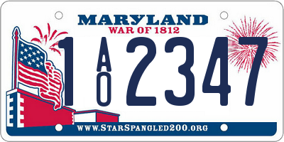 MD license plate 1AO2347