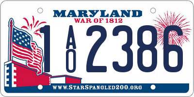 MD license plate 1AO2386