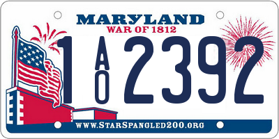MD license plate 1AO2392