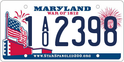 MD license plate 1AO2398
