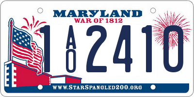 MD license plate 1AO2410
