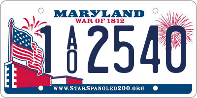 MD license plate 1AO2540